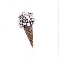Plastic Pearl Brooch Zinc Alloy with Plastic Pearl Ice Cream plated Unisex & with rhinestone Sold By Lot