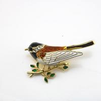 Enamel Brooch, Tibetan Style, Hummingbird, gold color plated, Hand-Painted Enamel Glaze & Unisex & with rhinestone, more colors for choice, nickel, lead & cadmium free, 45x25mm, 10PCs/Lot, Sold By Lot