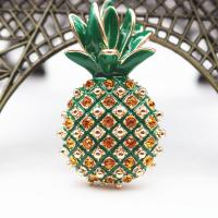 Enamel Brooch, Tibetan Style, Pineapple, gold color plated, Hand-Painted Enamel Glaze & for woman & with rhinestone, more colors for choice, nickel, lead & cadmium free, 25x30mm, 10PCs/Lot, Sold By Lot