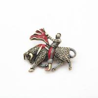 Enamel Brooch, Tibetan Style, Character, antique gold color plated, Unisex, nickel, lead & cadmium free, 40x35mm, 10PCs/Lot, Sold By Lot