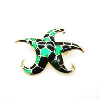 Enamel Brooch, Tibetan Style, Starfish, gold color plated, Hand-Painted Enamel Glaze & Unisex, nickel, lead & cadmium free, 45x30mm, 10PCs/Lot, Sold By Lot