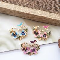 Enamel Brooch Zinc Alloy Flower gold color plated Hand-Painted Enamel Glaze & for woman nickel lead & cadmium free Sold By Lot