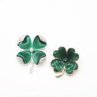 Rhinestone Brooch, Tibetan Style, Four Leaf Clover, plated, different styles for choice & for woman & with rhinestone, nickel, lead & cadmium free, 40x50mm, 10PCs/Lot, Sold By Lot