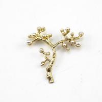 Plastic Pearl Brooch, Tibetan Style, with Plastic Pearl, Tree, gold color plated, for woman, nickel, lead & cadmium free, 40x45mm, 10PCs/Lot, Sold By Lot