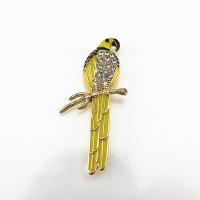 Enamel Brooch Zinc Alloy Bird gold color plated Unisex & with rhinestone nickel lead & cadmium free 50mm Sold By Lot