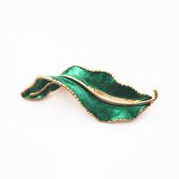 Enamel Brooch, Tibetan Style, Leaf, gold color plated, for woman, 65mm, 10PCs/Lot, Sold By Lot