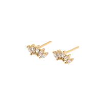 925 Sterling Silver Stud Earrings plated for woman & with rhinestone Sold By Pair