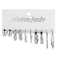 Zinklegierung Ohrring-Set, mit Kunststoff Perlen, plattiert, 5 Stück & Modeschmuck & für Frau, keine, frei von Nickel, Blei & Kadmium, verkauft von setzen