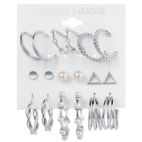 Zinklegierung Ohrring-Set, mit Kunststoff Perlen, Modeschmuck & verschiedene Stile für Wahl & für Frau & mit Strass, keine, frei von Nickel, Blei & Kadmium, verkauft von setzen