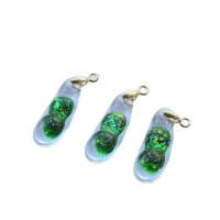 Brass Jewelry Pendants, with Gold Foil & Glass, mixed colors, 10x21mm, Sold By PC
