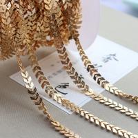 Латунь декоративная цепочка, плакированный настоящим золотом, Золотой, 6mm, продается м