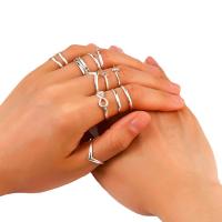 Zink Alloy Ring Set, för kvinna, silver, 19mm, 12PC/Bag, Säljs av Bag