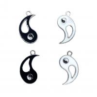 Tibetan Style Enamel Pendants, Round, ying yang, more colors for choice, 27x15mm, 50PCs/Bag, Sold By Bag