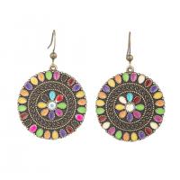 Tibetan Style Drop Earrings, fashion jewelry & for woman & enamel, multi-colored, 45x30mm, Sold By Pair