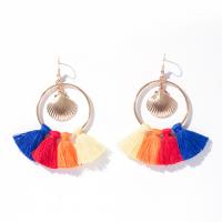 Fashion Fringe Boucles d'oreilles, alliage de zinc, bijoux de mode & pour femme, multicolore, 80x60mm, Vendu par paire