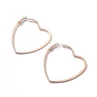 alliage de zinc boucle d'oreille cercle, coeur, bijoux de mode & pour femme, doré, 65x65mm, Vendu par paire