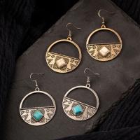 Tibetan Style Drop Earrings, with turquoise, plated, fashion jewelry & for woman, more colors for choice, 60x40mm, Sold By Pair