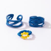 Cink Alloy Ring Set, Cink ötvözet, galvanizált, három darab & divat ékszerek & a nő, kék, Által értékesített Set