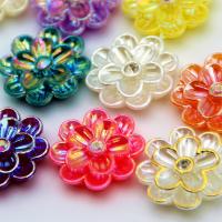 Flower Resin Cabochon DIY & faceted & with rhinestone 25mm Approx Sold By Bag