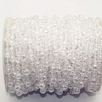 Garland-Strang Perlen, Kunststoff, mit Kunststoffspule, plattiert, DIY, keine, 8mm,4mm, ca. 20m/Spule, verkauft von Spule