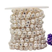 Perline di ghirlanda, Perle di plastica ABS, with rocchetto di plastica & strass, DIY, nessuno, Appross. 9m/bobina, Venduto da bobina