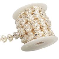 Grano guirnalda Strand, Perlas de plástico ABS, con carrete de plástico & diamantes de imitación, Bricolaje, más colores para la opción, aproximado 4.5m/Carrete, Vendido por Carrete