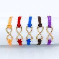Leather Bracelet, with Tibetan Style, with 1.97Inch extender chain, Infinity, gold color plated, anti-fatigue & for woman, more colors for choice, Length:Approx 6.7 Inch, Sold By PC