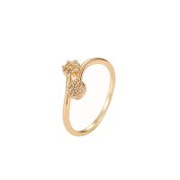 Mässing Cuff finger ring, guldfärg pläterade, micro bana cubic zirconia & för kvinna, gyllene, nickel, bly och kadmium gratis, 18mm, Säljs av PC