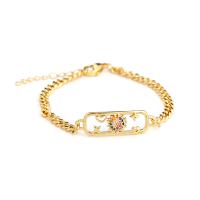 Cubic Zirconia Micro Pave Brass Bracelet with 1.18 extender chain gold color plated & micro pave cubic zirconia & for woman golden nickel lead & cadmium free 32mm Length 7.09 Inch Sold By PC