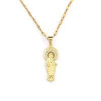 Cubic Zircon Micro Pave Brass Necklace, with 1.97 extender chain, Virgin Mary, gold color plated, micro pave cubic zirconia & for woman, more colors for choice, nickel, lead & cadmium free, 32x10mm, Length:17.72 Inch, Sold By PC