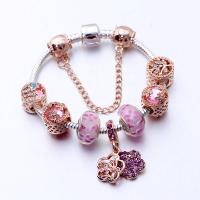 European Bracelet Zinc Alloy with Lampwork plated & snake chain & for woman & enamel & with rhinestone mixed colors nickel lead & cadmium free Sold By PC