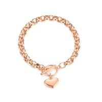 Stainless Steel Jewelry Bracelet 304 Stainless Steel Heart fashion jewelry & for woman rose gold color 8mm 16mm Length Approx 8.66 Inch Sold By PC