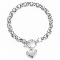 Stainless Steel Jewelry Bracelet, 304 Stainless Steel, Heart, fashion jewelry & for woman, original color, 8mm,16mm, Length:Approx 8.66 Inch, Sold By PC