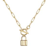 Stainless Steel Jewelry Necklace 304 Stainless Steel Lock fashion jewelry & Unisex 16*23mm 4mm.7mm Length Approx 17.72 Inch Sold By PC
