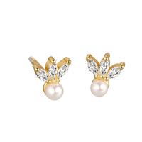 Cubic Zirconia Micro Pave Brass Earring with Plastic Pearl plated fashion jewelry & micro pave cubic zirconia & for woman nickel lead & cadmium free Sold By Pair