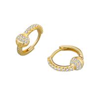 Cubic Zirconia Micro Pave Brass Earring, Round, plated, fashion jewelry & micro pave cubic zirconia & for woman, more colors for choice, nickel, lead & cadmium free, 13.50x13.90mm, Sold By Pair