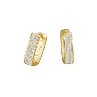 Cubic Zirconia Micro Pave Brass Earring, plated, fashion jewelry & micro pave cubic zirconia & for woman & hollow, more colors for choice, nickel, lead & cadmium free, 11.50x14.60mm, Sold By Pair