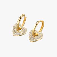 Cubic Zirconia Micro Pave Brass Earring, Heart, plated, fashion jewelry & micro pave cubic zirconia & for woman, more colors for choice, nickel, lead & cadmium free, 14x20.60mm, Sold By Pair