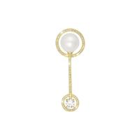 Cubic Zirconia Brooch Brass with Shell Pearl plated micro pave cubic zirconia & for woman & hollow nickel lead & cadmium free Sold By PC