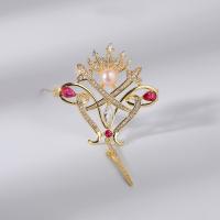 Cubic Zirconia Brooch Brass with Freshwater Pearl Crown 18K gold plated micro pave cubic zirconia & for woman nickel lead & cadmium free Sold By PC