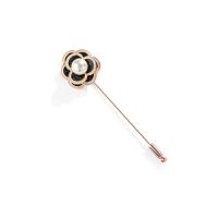 Tibetan Style Brooches, with Shell Pearl, Rose, rose gold color plated, for woman & enamel, nickel, lead & cadmium free, 25x23mm, Sold By PC