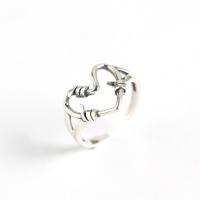 925 Sterling Silver Finger Rings, Heart, platinum color plated, Adjustable & for woman, 16.50mm, Sold By PC