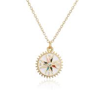 Cubic Zircon Micro Pave Brass Necklace, 18K gold plated, micro pave cubic zirconia & for woman & enamel, more colors for choice, 18x23mm, Length:Approx 17.71 Inch, Sold By PC
