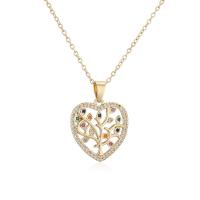 Cubic Zircon Micro Pave Brass Necklace, 18K gold plated, micro pave cubic zirconia & for woman & hollow, 21x28mm, Length:Approx 17.71 Inch, Sold By PC