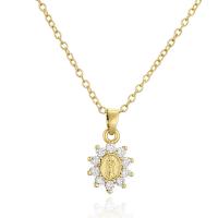 Cubic Zircon Micro Pave Brass Necklace 18K gold plated micro pave cubic zirconia & for woman Length Approx 17.71 Inch Sold By PC