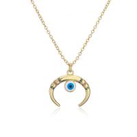 Cubic Zircon Micro Pave Brass Necklace, 18K gold plated, evil eye pattern & micro pave cubic zirconia & for woman & enamel, more colors for choice, 22x22mm, Length:Approx 17.71 Inch, Sold By PC