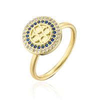 Cubic Zirconia Micro Pave Brass Ring 18K gold plated micro pave cubic zirconia & for woman 18mm Sold By PC