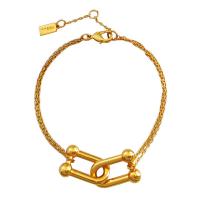 Bracelets en laiton, avec 1.18inch chaînes de rallonge, Placage de couleur d'or, bijoux de mode & pour femme, protéger l'environnement, sans nickel, plomb et cadmium, Longueur:Environ 5.91 pouce, Vendu par PC