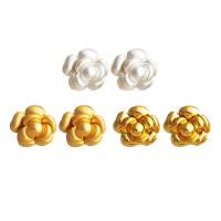 Brass Stud Earring Flower plated fashion jewelry & for woman nickel lead & cadmium free Sold By Pair