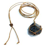 Schorl Pendant, with Wax Cord, black, 25-35mm, Sold By PC
